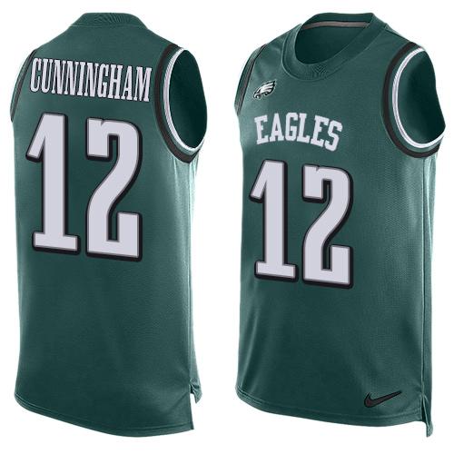 Nike Eagles #12 Randall Cunningham Midnight Green Team Color Men's Stitched NFL Limited Tank Top Jersey - Click Image to Close